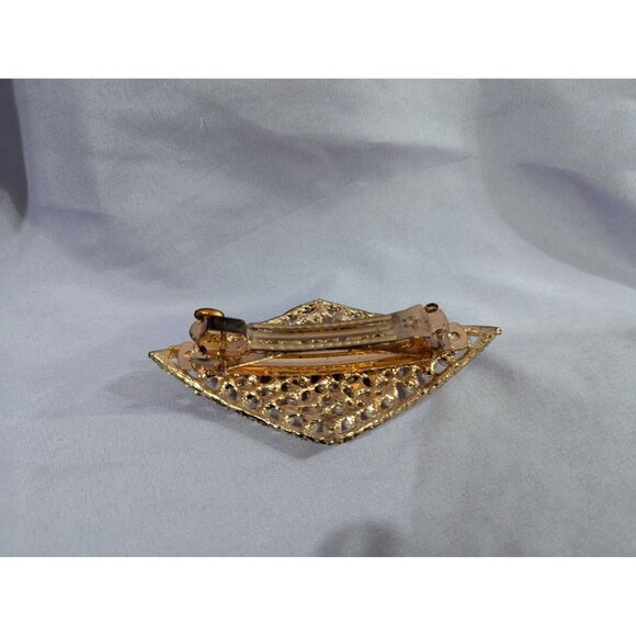 Vintage Faux Pearl & Rhinestone Barrette Hair Clip (missing 2 stones) - Picture 2 of 3
